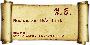 Neuhauser Bálint névjegykártya